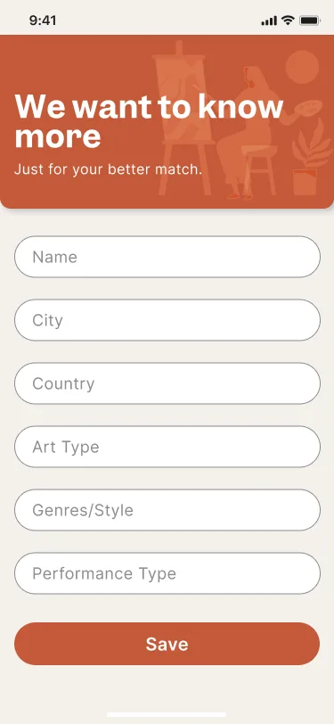 Profile builder screen